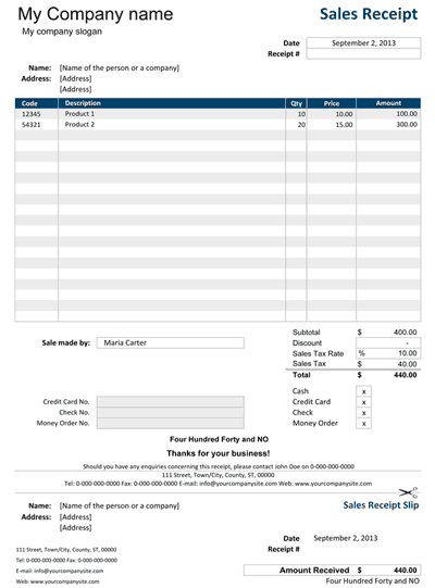 sales receipt template 4974