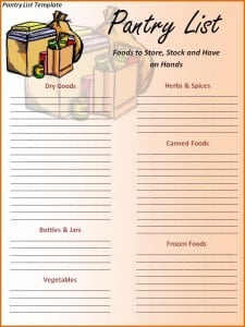 Pantry List Template