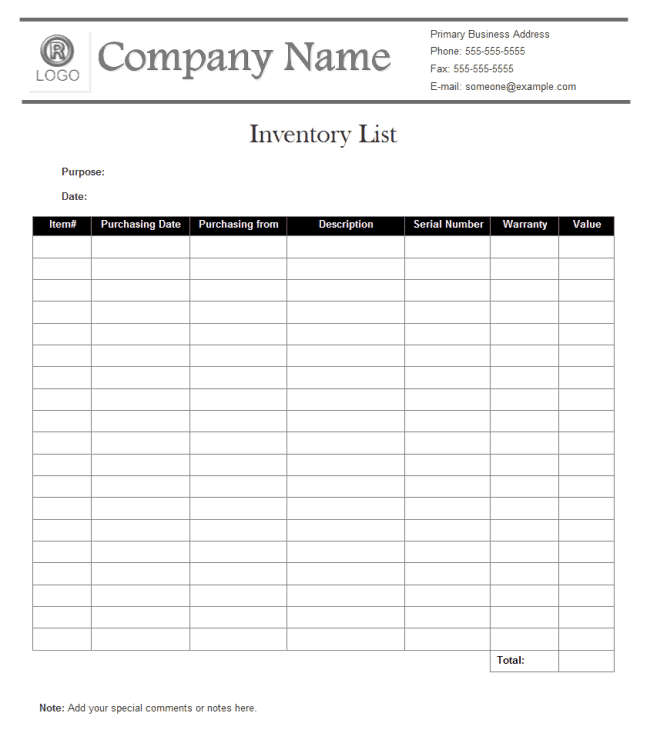 inventory list template 196741
