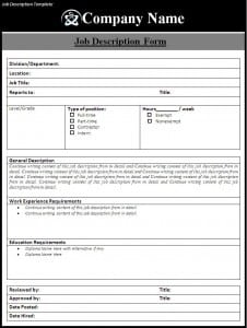 Job Description Template