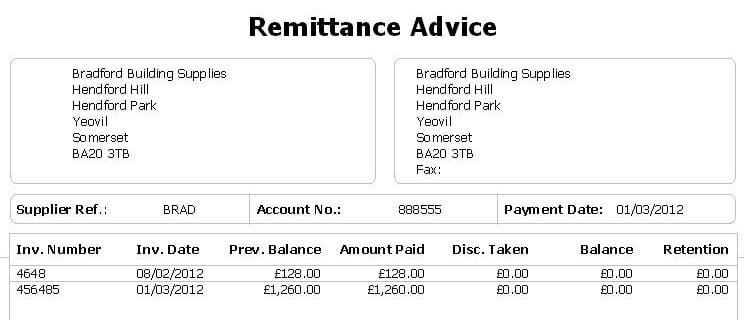 Remittance Advice Template Microsoft Office