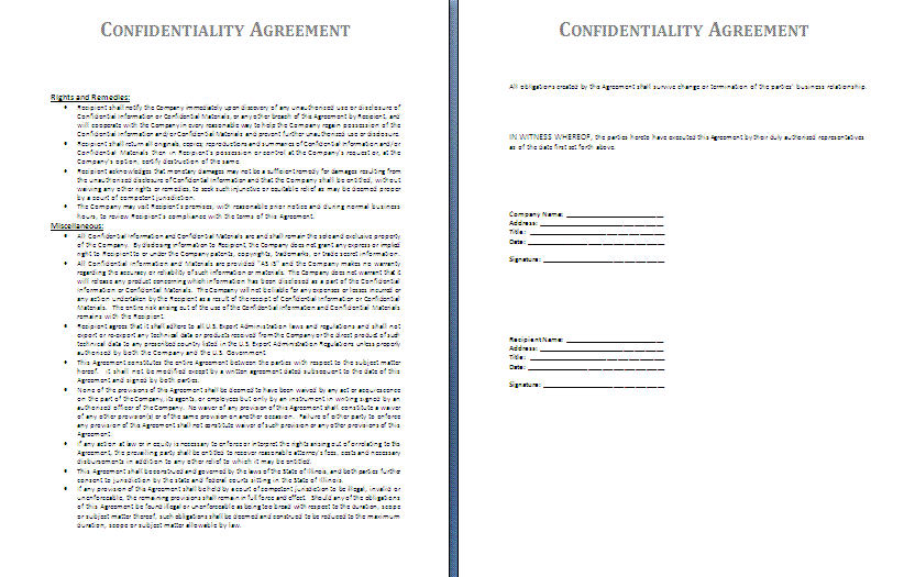 confdentiality agreement template 1641