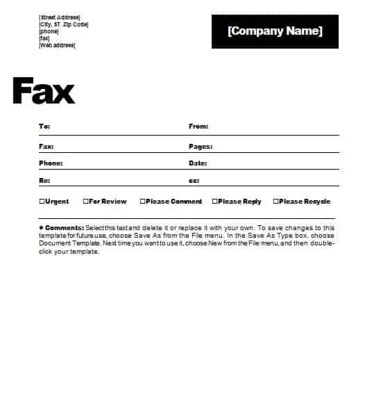 Fax cover letter head to from