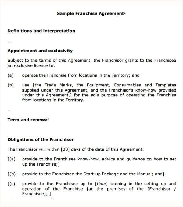 franchise agreement template 26941
