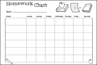 Homework Chart Template For Teachers