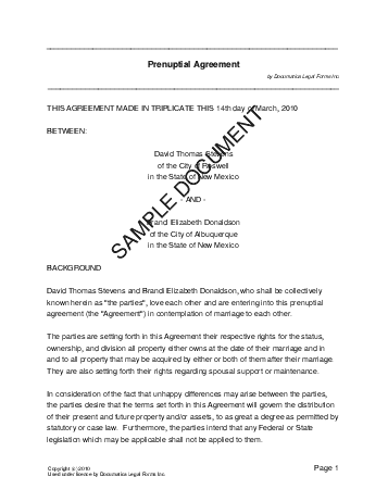 Prenuptial Agreement Template 2541
