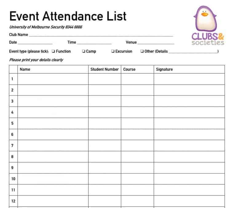8+ FREE Layouts For Attendance List Templates