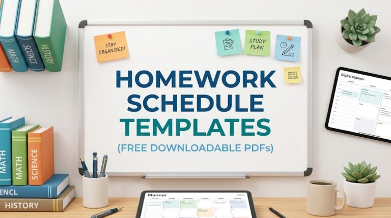 free homework schedule templates