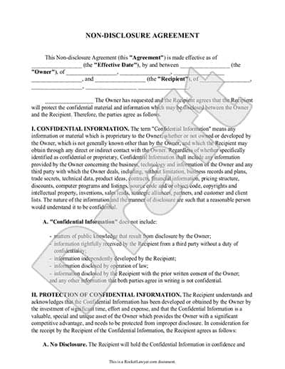 Non-Disclosure Agreement Template 39741