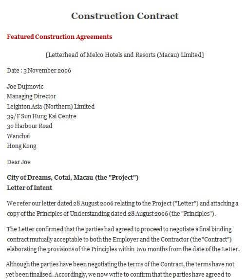 construction agreement template 4974