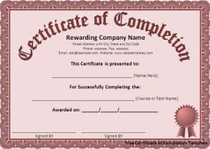 Certificate of Completion Template