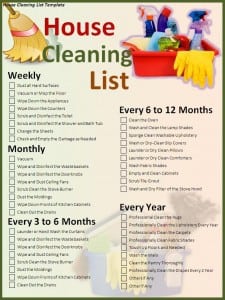 House Cleaning List Template