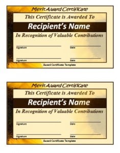 Merit Certificate Template