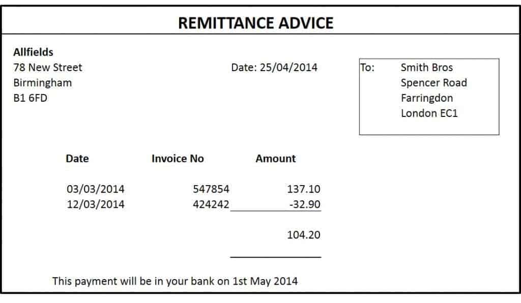 Ach remittance advice template