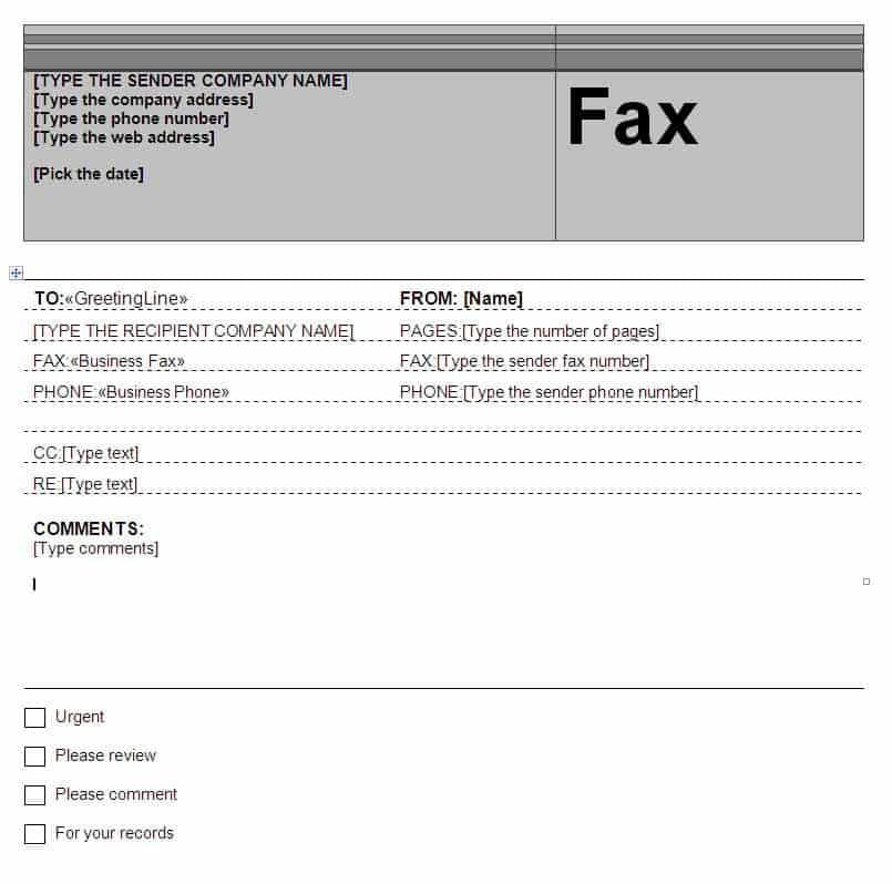 fax word template 264