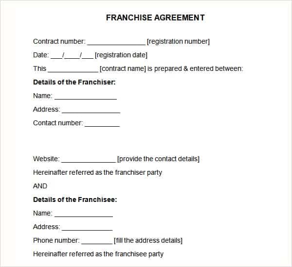 franchise agreement template 1641