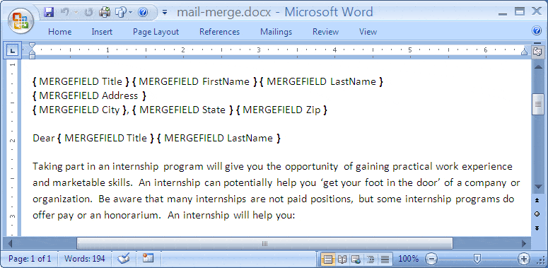 mail merg template 484