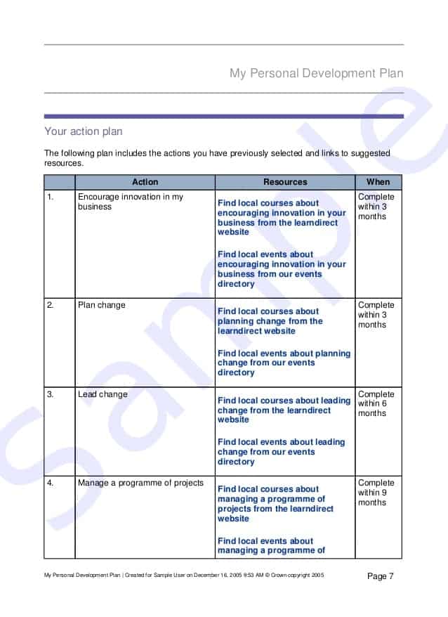 Free Personal Development Plan Template Word - Printable Templates