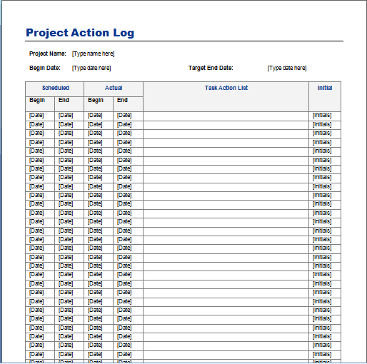 project log template 2541