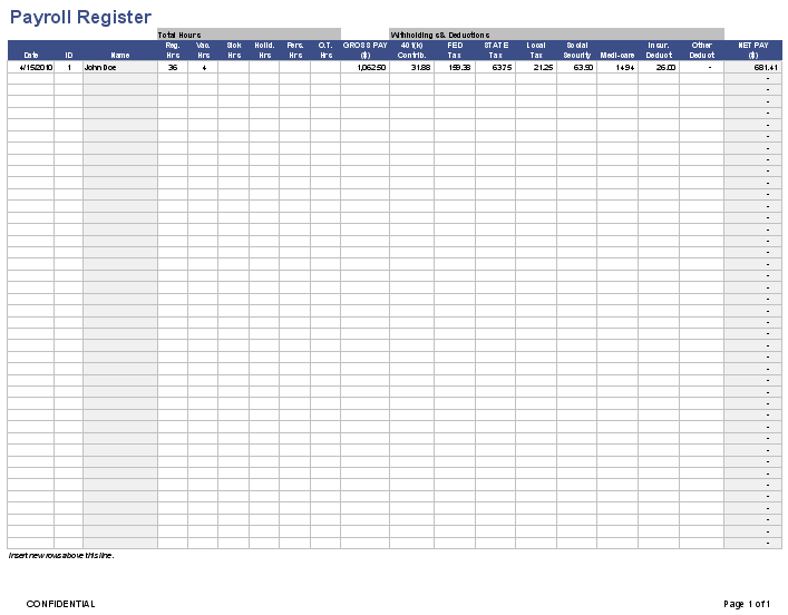 payroll template 1985