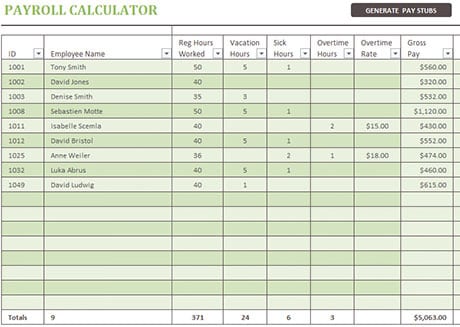 payroll template 35545