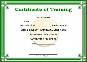 Training Certificate Template
