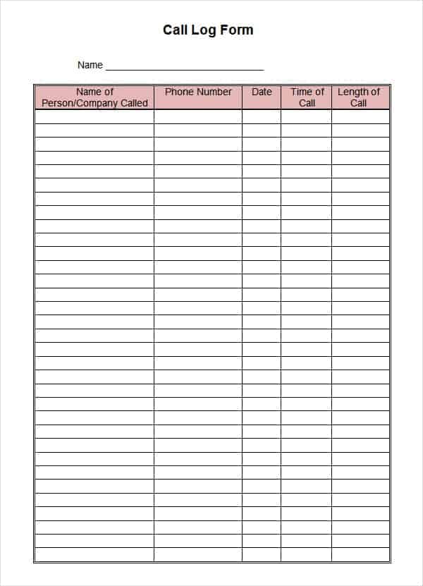 Telephone Call Log Template from www.docspile.com