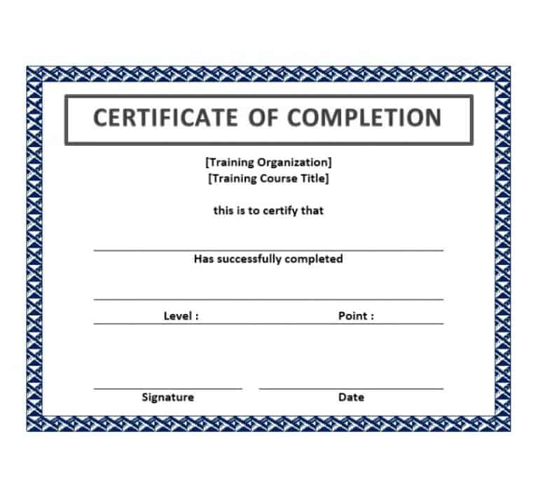 8+ Free Certificate of Completion Templates