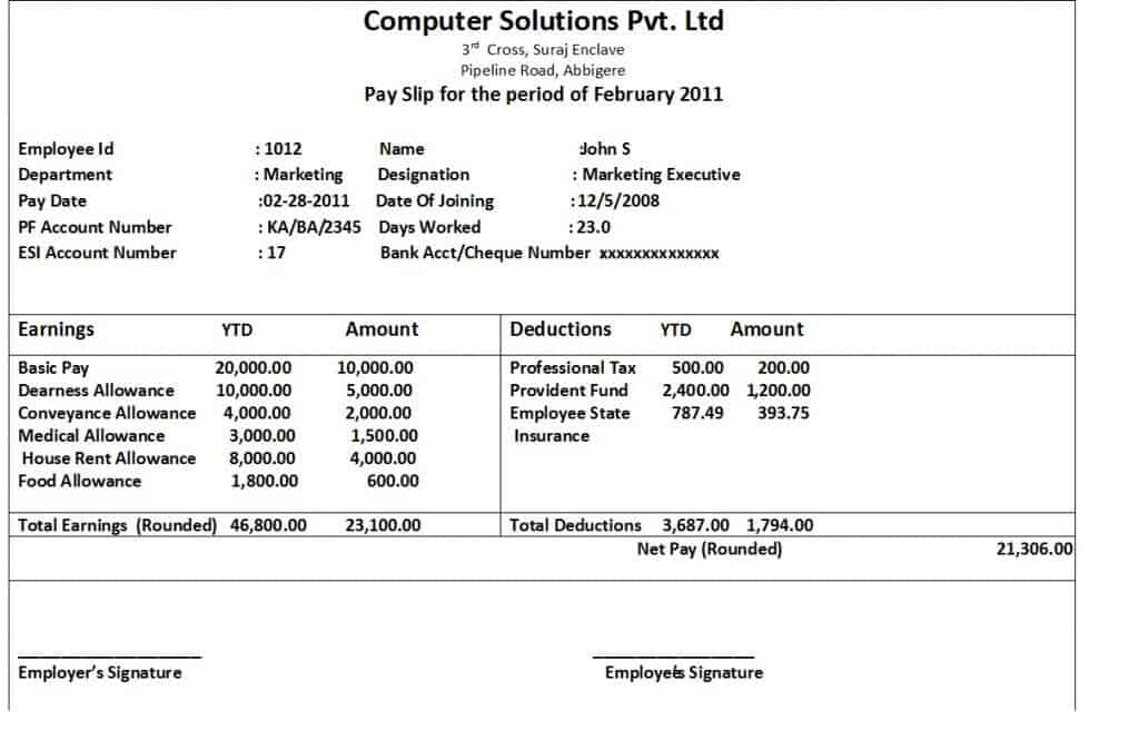 Top 14 Free Payslip Templates Word Excel Templates