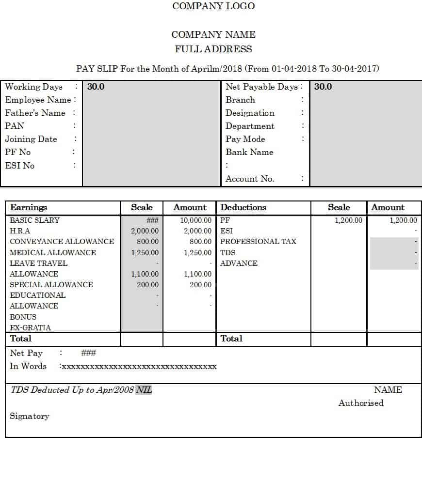 Featured image of post Salary Slip Payslip Template Singapore Company name logo and address salary slip month and year