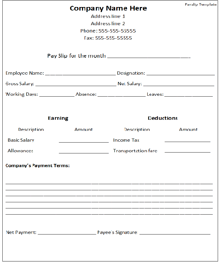 Top 20 Formats Of Salary Slip Templates - Word Templates, Excel Templates