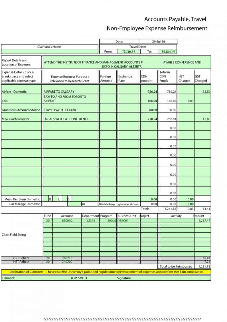 Expense Report Template Free from www.docspile.com