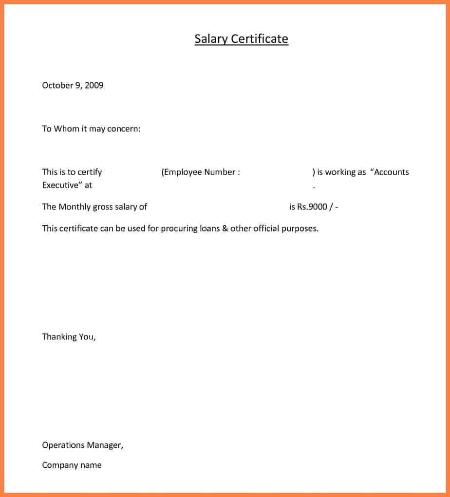 11+ Free Salary Certificate Templates Word Excel Templates