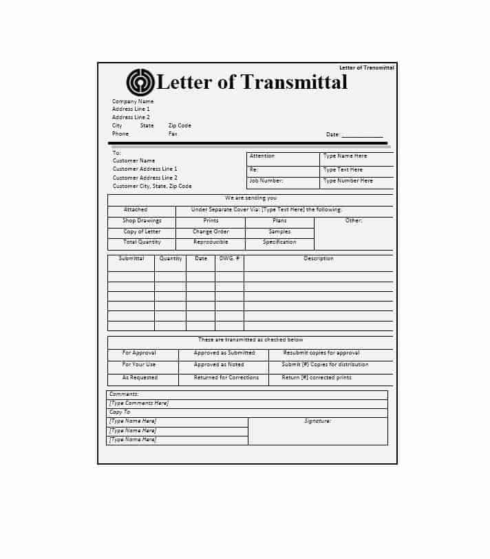 Transmittal Form Template