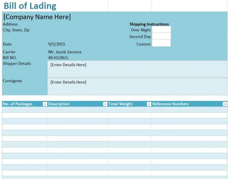 Get 16+ FREE Bill of Lading Templates & Forms [WORD, EXCEL]