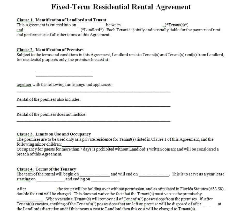 13 FREE Rental Agreement Templates WORD Word Excel Templates