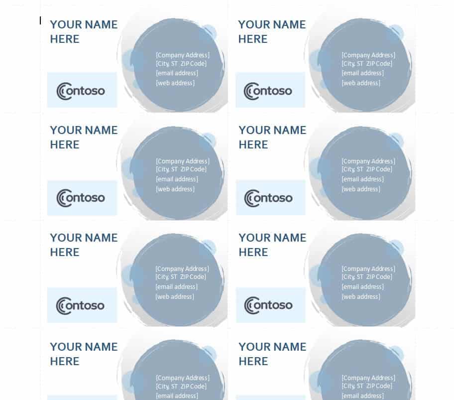 visit card word template