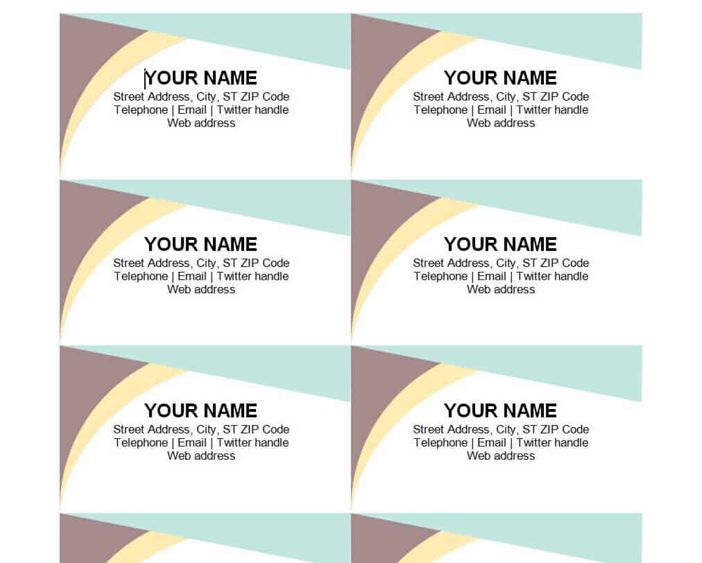 visit card word template