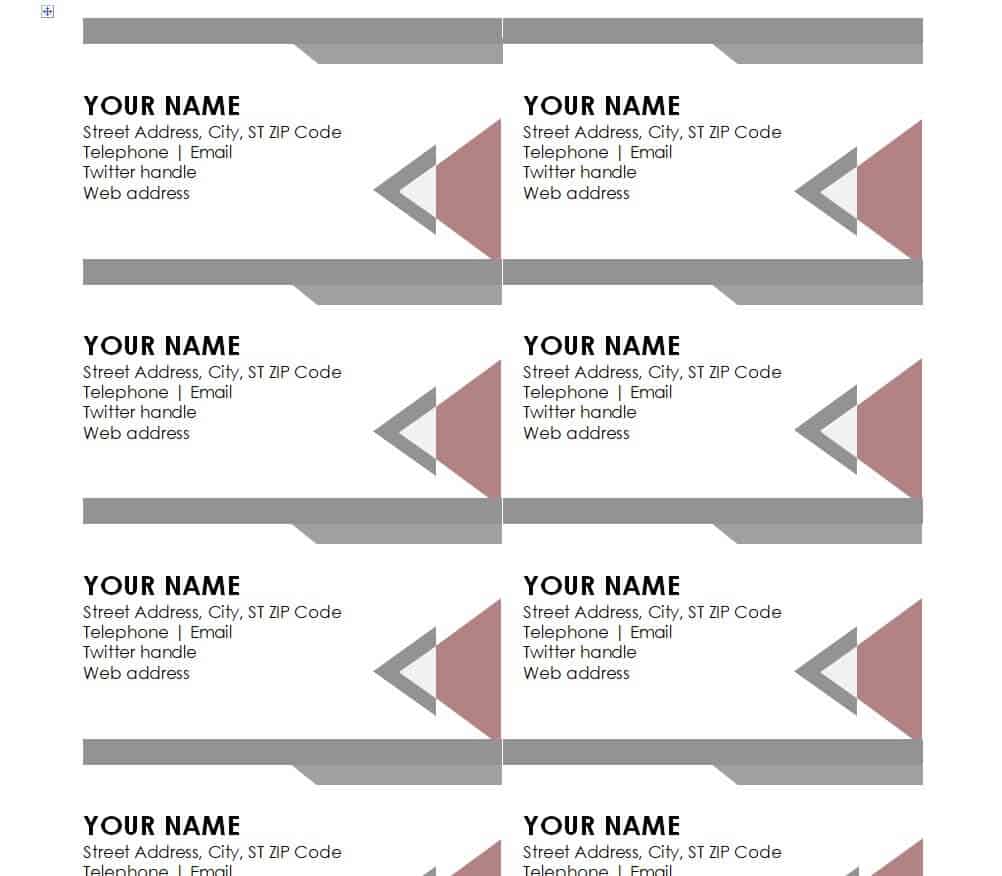 visit card word template