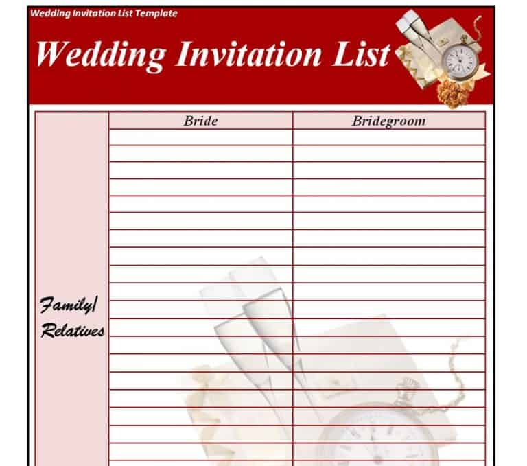 Download 12 FREE Wedding Invitation list Templates [WORD, EXCEL, PDF]