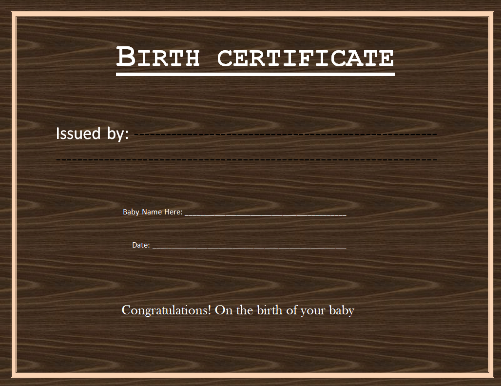 11+ Editable Birth Certificate Templates – Word Excel Templates